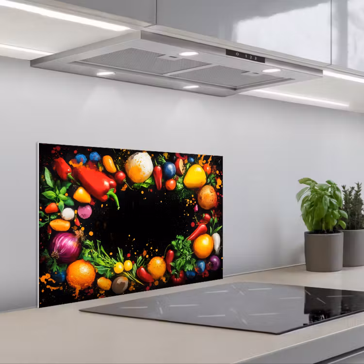 Spatscherm keuken - Groente - Graffiti - Kleurrijk - Koken - Abstract — 5