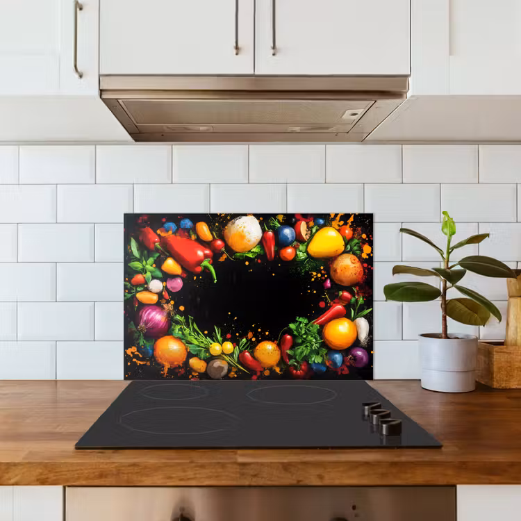 Spatscherm keuken - Groente - Graffiti - Kleurrijk - Koken - Abstract — 6