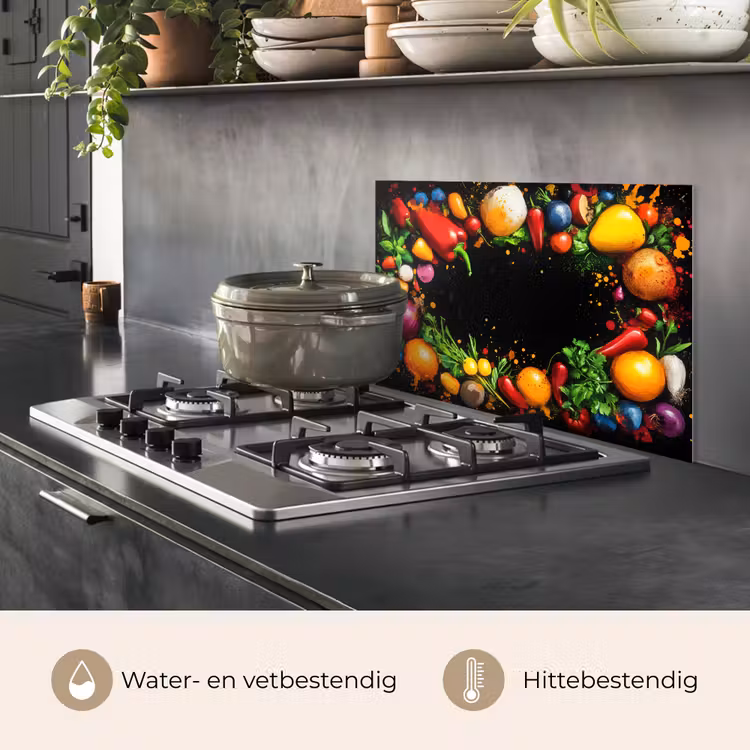 Spatscherm keuken - Groente - Graffiti - Kleurrijk - Koken - Abstract — 7