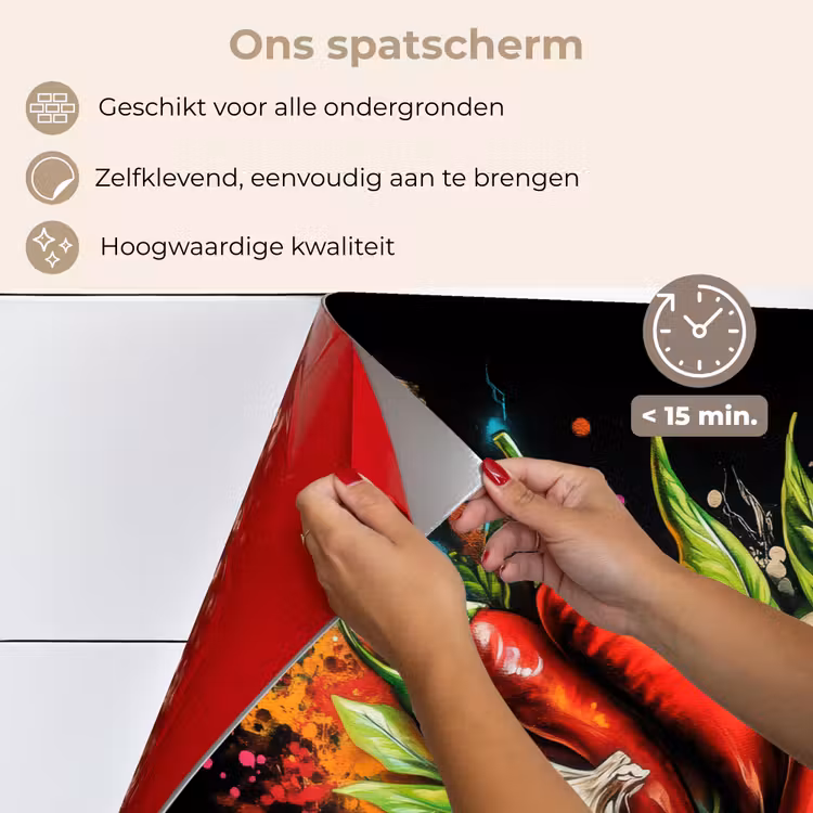 Spatscherm keuken - Groente - Peper - Knoflook - Graffiti - Verf - Kleurrijk — 4