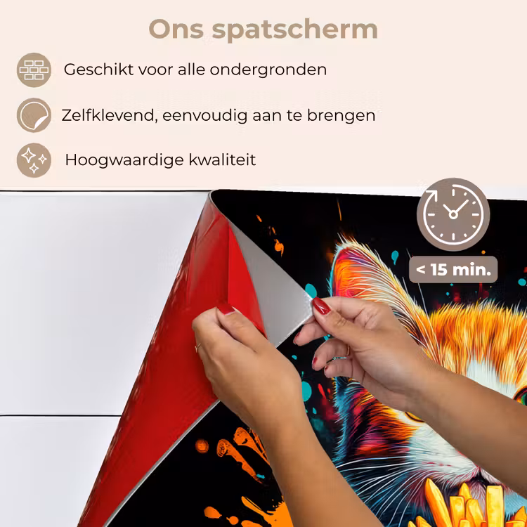 Spatscherm keuken - Kat - Eten - Patat - Graffiti - Abstract — 4