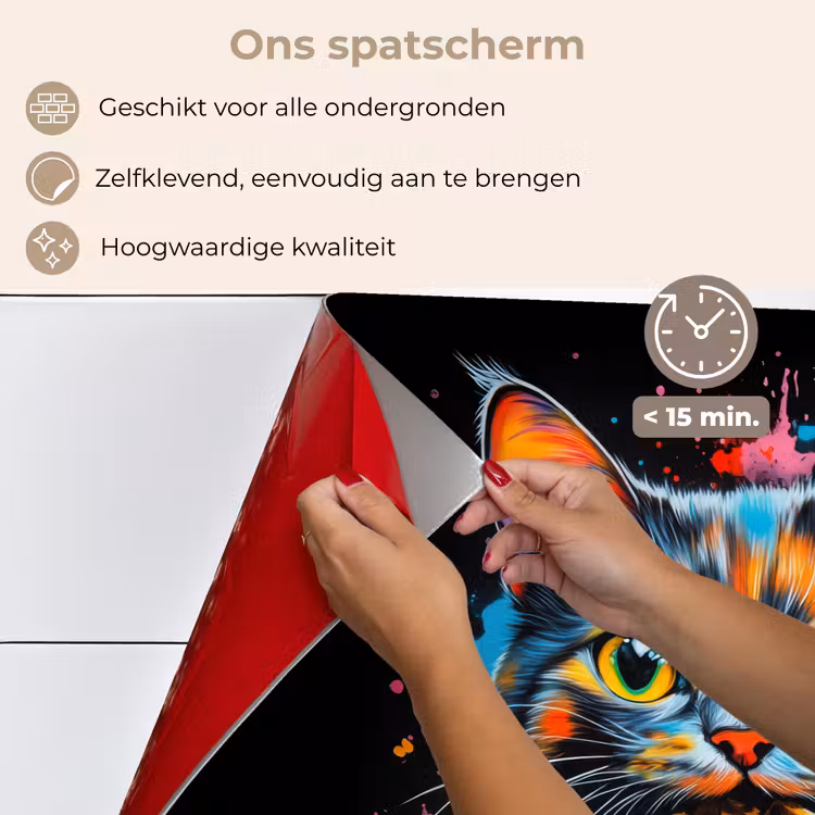 Spatscherm keuken - Kat - Graffiti - Kleurrijk - Wafel - Eten — 4