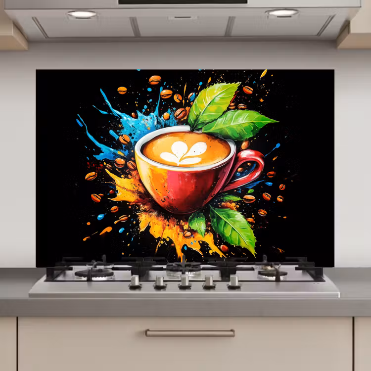 Spatscherm keuken - Koffie - Graffiti - Drinken - Abstract — 1