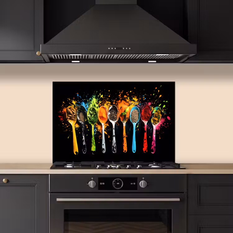 Spatscherm keuken - Lepels - Kruiden - Modern - Graffiti - Verf - Kleurrijk — 2