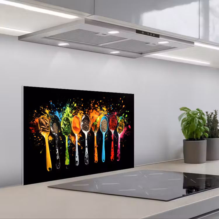 Spatscherm keuken - Lepels - Kruiden - Modern - Graffiti - Verf - Kleurrijk — 5