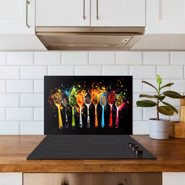 Spatscherm keuken - Lepels - Kruiden - Modern - Graffiti - Verf - Kleurrijk — 6