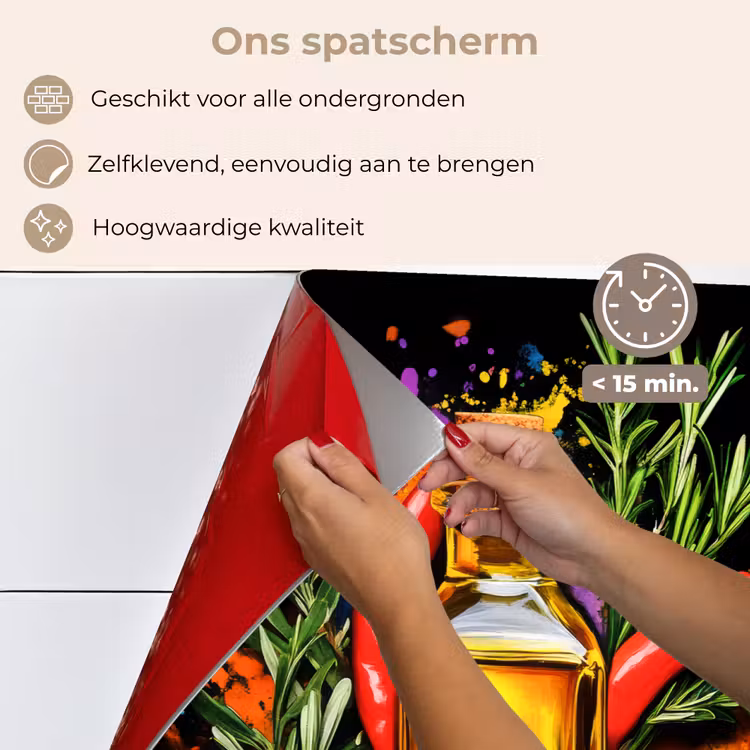 Spatscherm keuken - Olijfolie - Graffiti - Peper - Olijven - Modern — 4