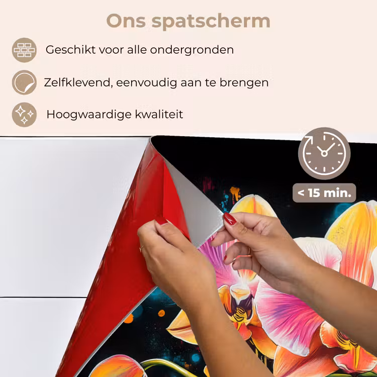 Spatscherm keuken - Orchidee - Graffiti - Kleurrijk - Bloemen - Abstract — 4