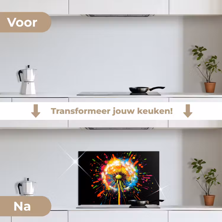 Spatscherm keuken - Paardenbloem - Graffiti - Kleurrijk - Bloemen - Natuur — 3