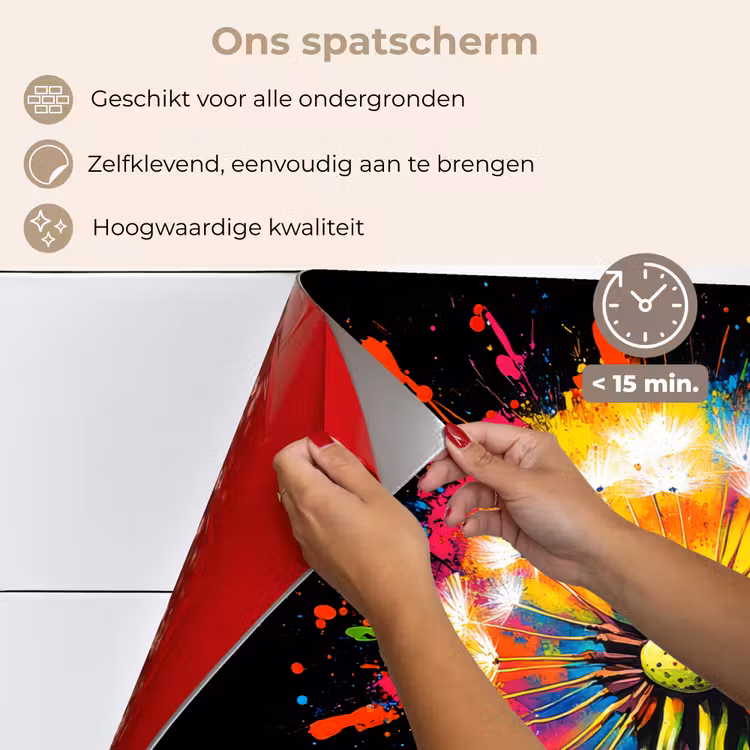 Spatscherm keuken - Paardenbloem - Graffiti - Kleurrijk - Bloemen - Natuur — 4