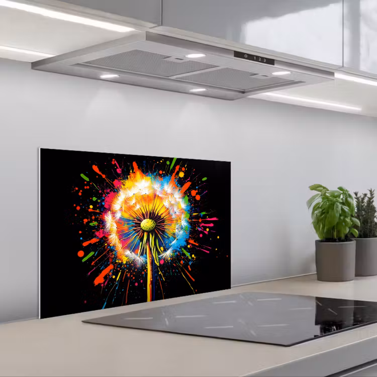 Spatscherm keuken - Paardenbloem - Graffiti - Kleurrijk - Bloemen - Natuur — 5