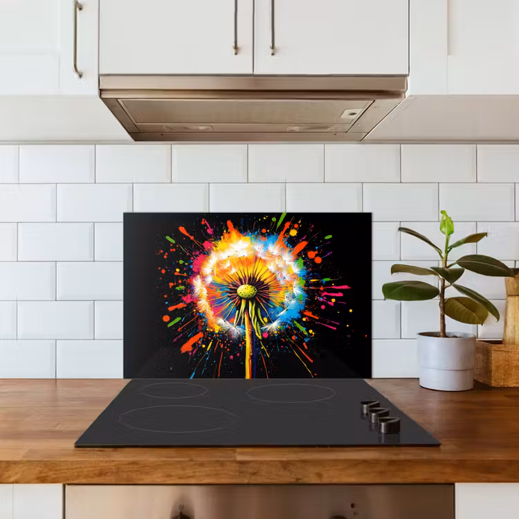 Spatscherm keuken - Paardenbloem - Graffiti - Kleurrijk - Bloemen - Natuur — 6