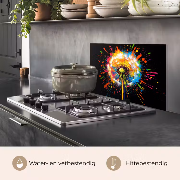 Spatscherm keuken - Paardenbloem - Graffiti - Kleurrijk - Bloemen - Natuur — 7