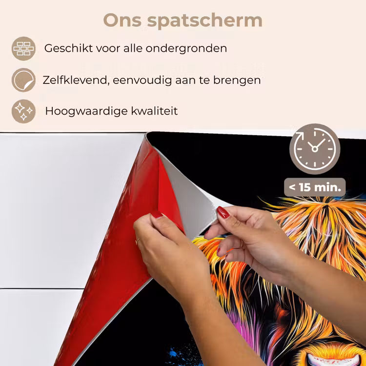 Spatscherm keuken - Schotse Hooglander - Graffiti - Kleurrijk - Bloem - Dieren — 4