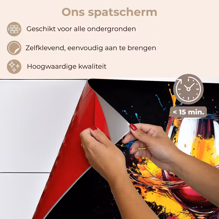 Spatscherm keuken - Wijn - Glas - Graffiti - Borrel - Rood - Verf — 4