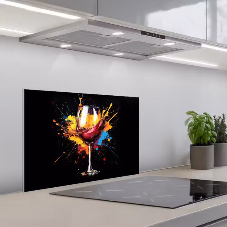 Spatscherm keuken - Wijn - Glas - Graffiti - Borrel - Rood - Verf — 5