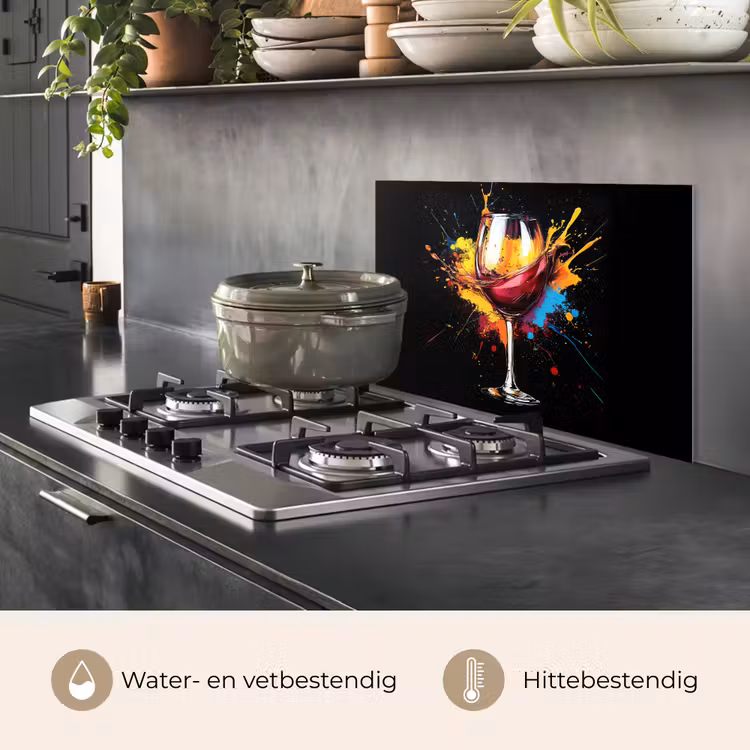 Spatscherm keuken - Wijn - Glas - Graffiti - Borrel - Rood - Verf — 7