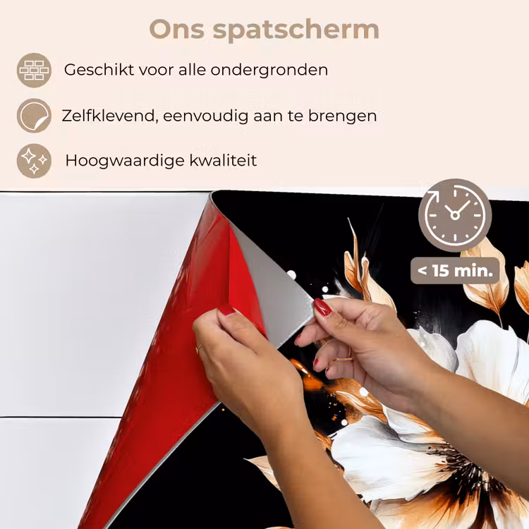 Spatscherm keuken - Bloem - Verf - Goud - Graffiti - Modern — 4