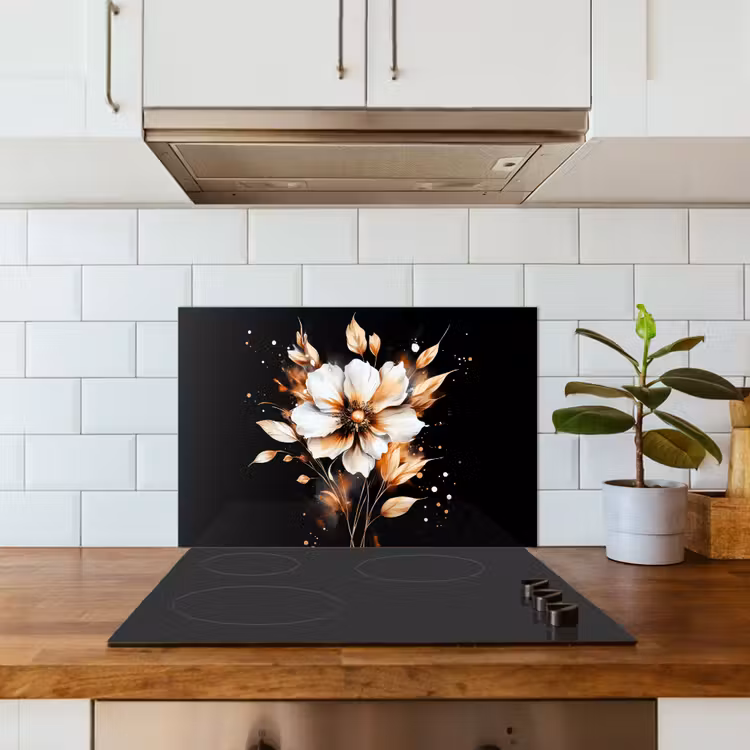 Spatscherm keuken - Bloem - Verf - Goud - Graffiti - Modern — 6