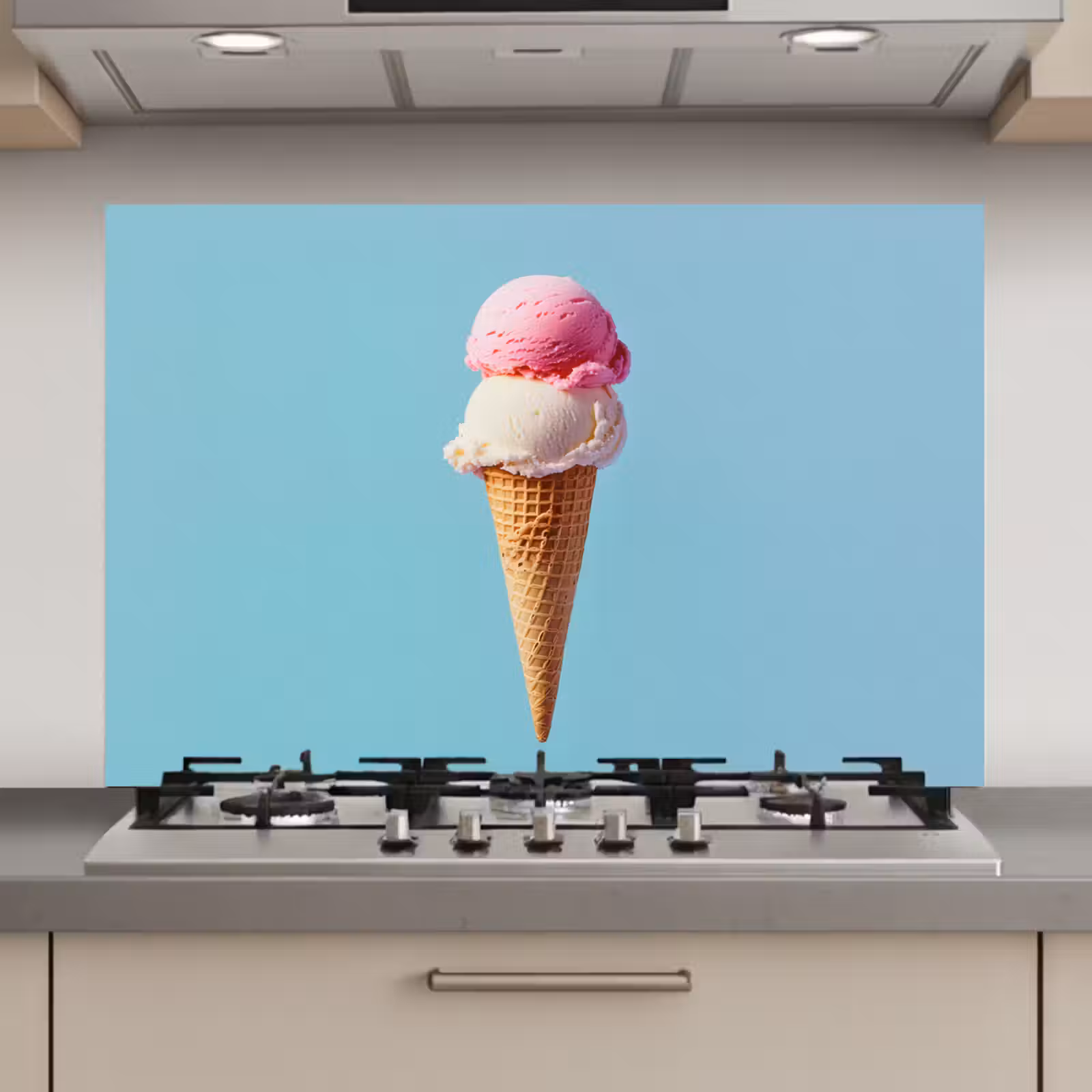 Spatscherm keuken - Bolletjes - Schepijs - Hoorntje - Blauw — 1