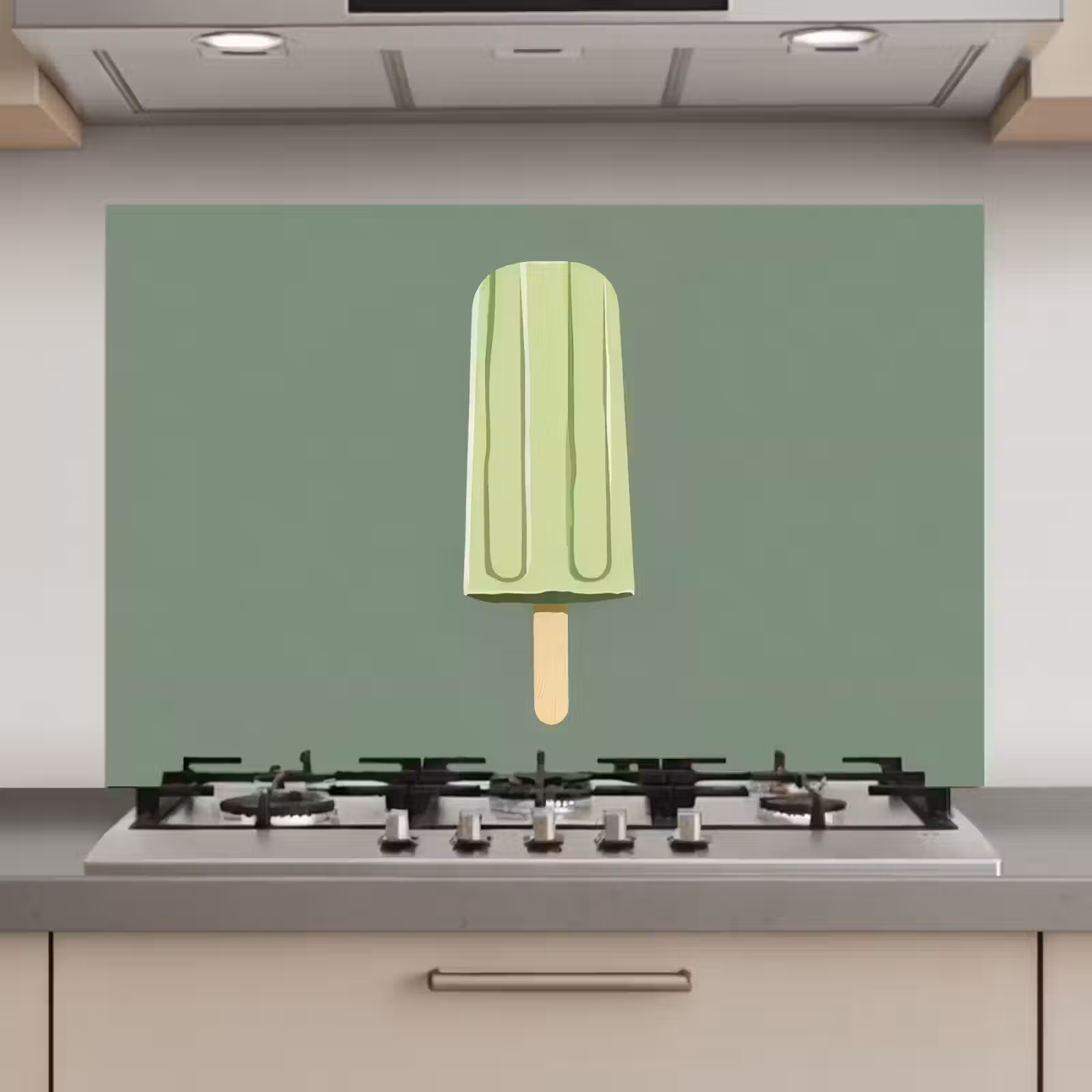 Spatscherm keuken - Groen - Waterijsje - Stokje - Illustratie — 1