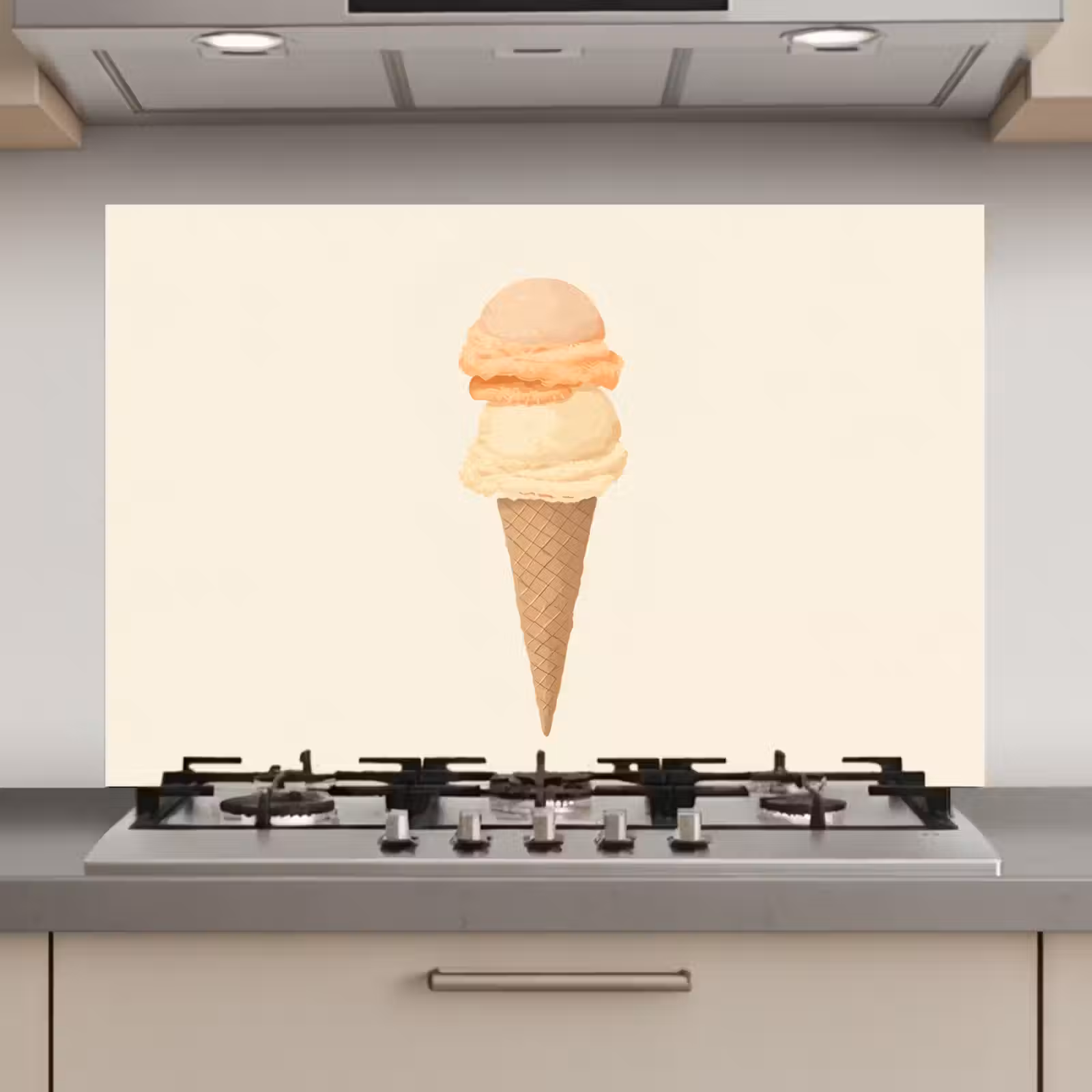 Spatscherm keuken - Minimalistisch - Schepijs - Hoorntje - Beige — 1
