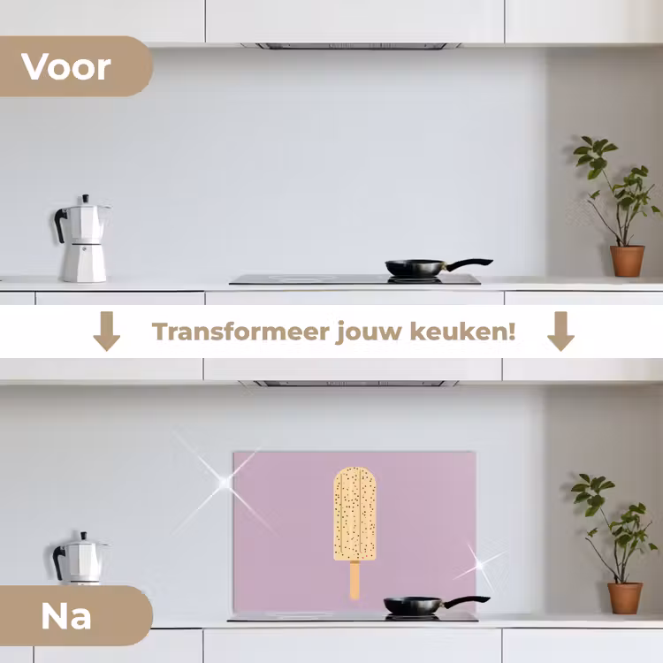 Spatscherm keuken - Beige - Ijsje - Spikkels — 3