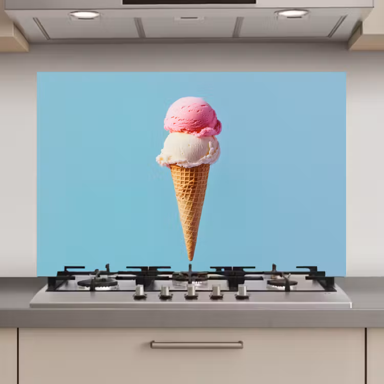 Spatscherm keuken - Bolletjes - Schepijs - Hoorntje - Blauw — 1