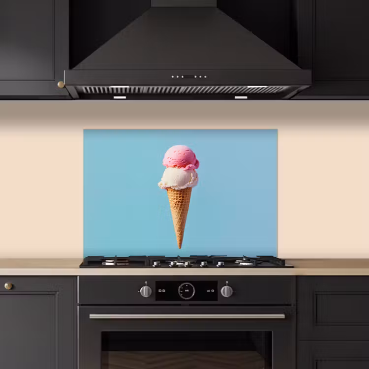 Spatscherm keuken - Bolletjes - Schepijs - Hoorntje - Blauw — 2
