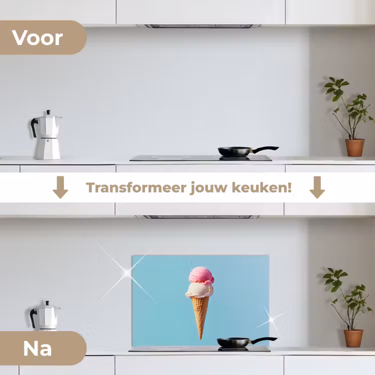 Spatscherm keuken - Bolletjes - Schepijs - Hoorntje - Blauw — 3