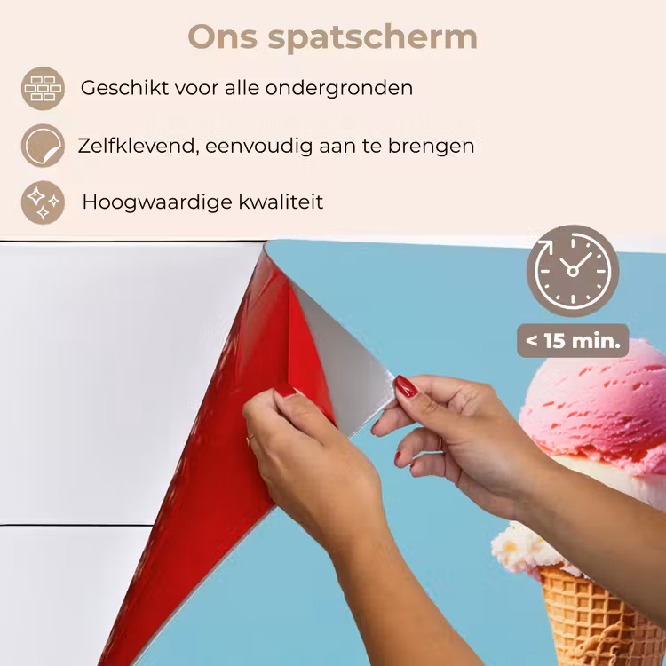 Spatscherm keuken - Bolletjes - Schepijs - Hoorntje - Blauw — 4