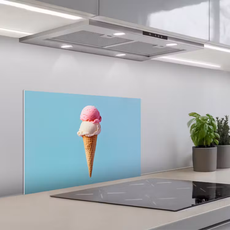 Spatscherm keuken - Bolletjes - Schepijs - Hoorntje - Blauw — 5