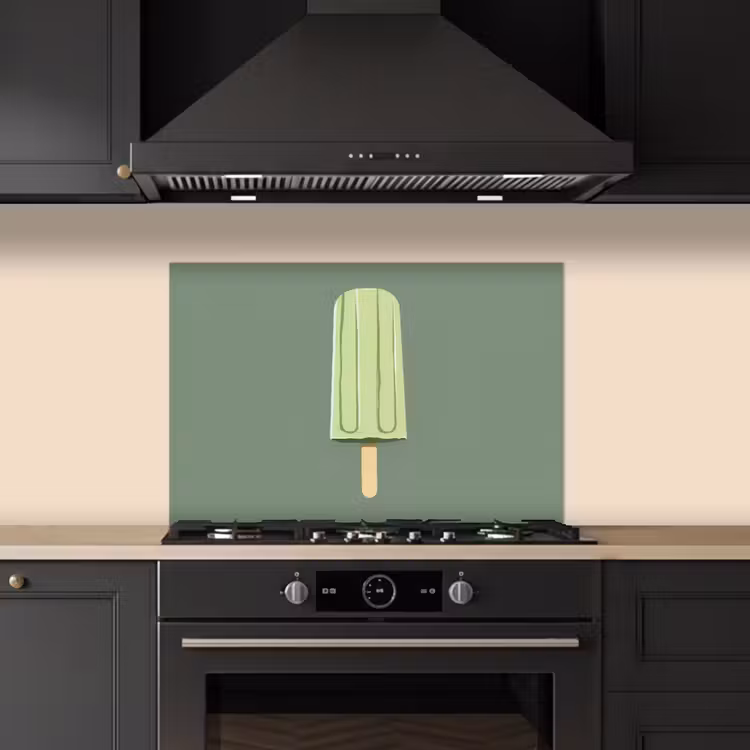 Spatscherm keuken - Groen - Waterijsje - Stokje - Illustratie — 2
