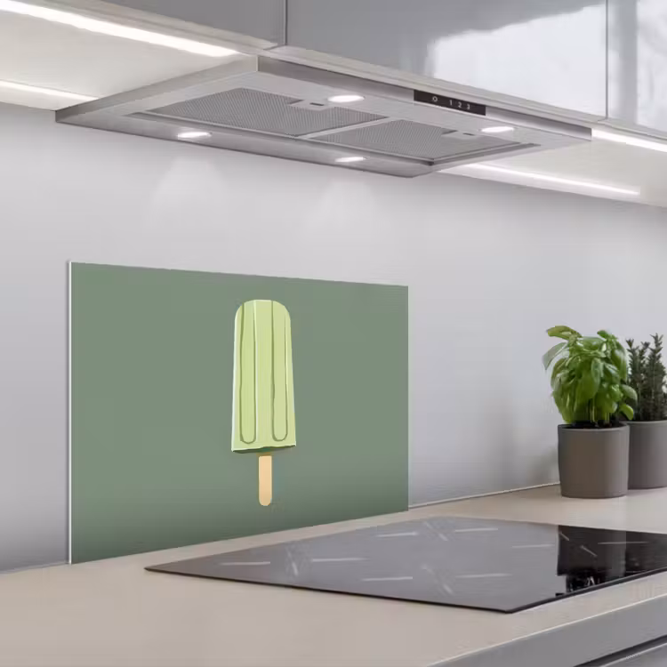Spatscherm keuken - Groen - Waterijsje - Stokje - Illustratie — 5