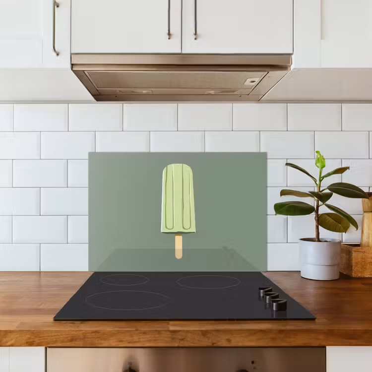 Spatscherm keuken - Groen - Waterijsje - Stokje - Illustratie — 6