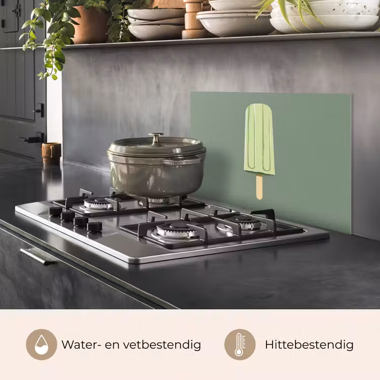 Spatscherm keuken - Groen - Waterijsje - Stokje - Illustratie — 7