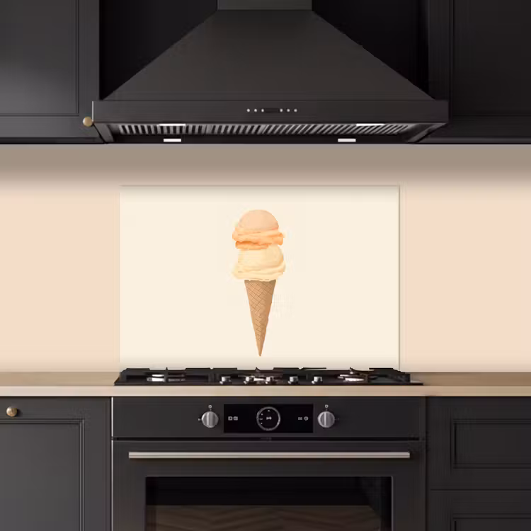 Spatscherm keuken - Minimalistisch - Schepijs - Hoorntje - Beige — 2