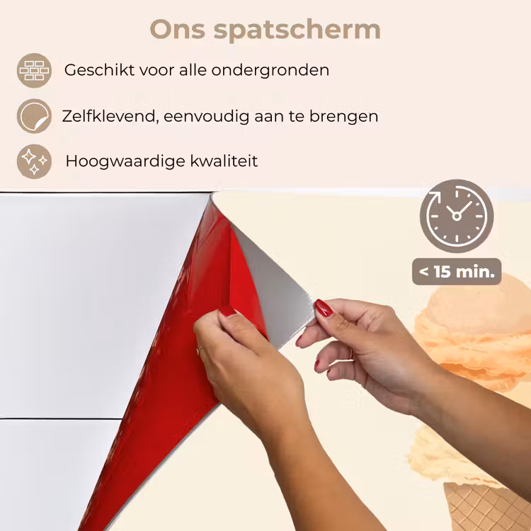 Spatscherm keuken - Minimalistisch - Schepijs - Hoorntje - Beige — 4
