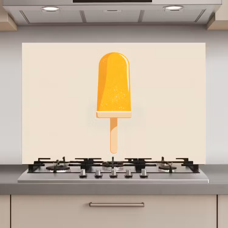 Spatscherm keuken - Oranje - Stokje - Waterijsje — 1