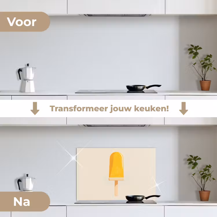 Spatscherm keuken - Oranje - Stokje - Waterijsje — 3
