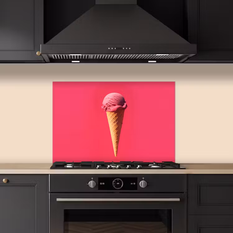 Spatscherm keuken - Schepijs - Roze - Hoorntje — 2