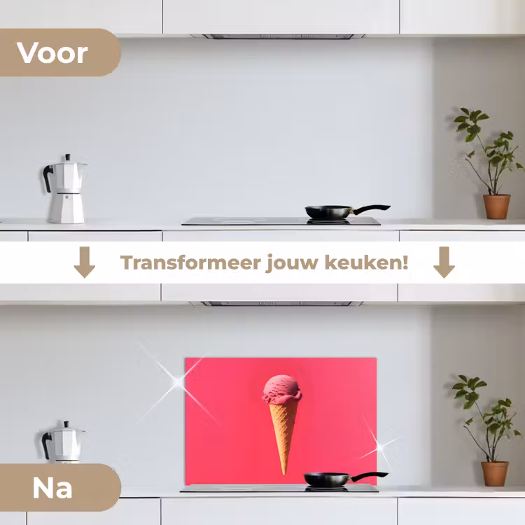 Spatscherm keuken - Schepijs - Roze - Hoorntje — 3