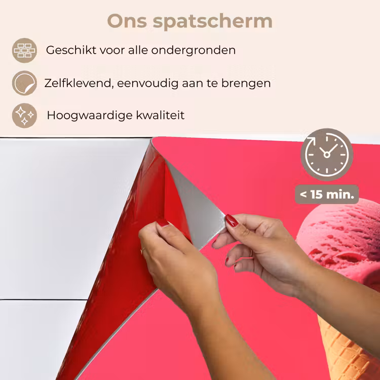 Spatscherm keuken - Schepijs - Roze - Hoorntje — 4