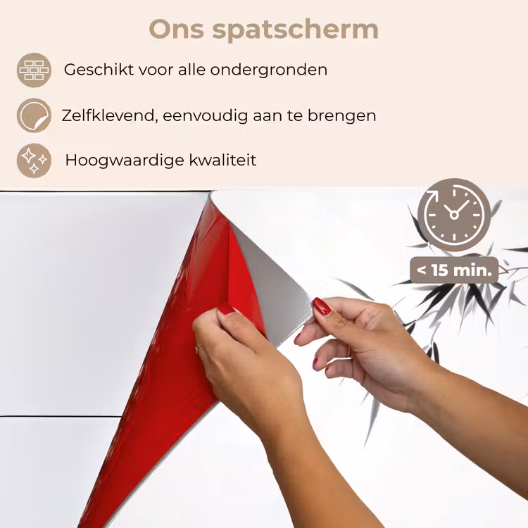 Spatscherm keuken - Bamboestammen - Water - Minimalistisch - Wit — 4