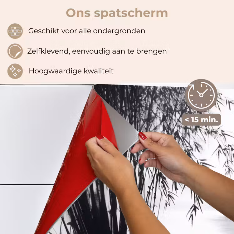 Spatscherm keuken - Boot - Rivier - Bamboe - Wit — 4