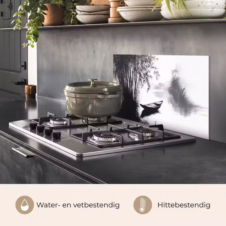Spatscherm keuken - Boot - Rivier - Bamboe - Wit — 7