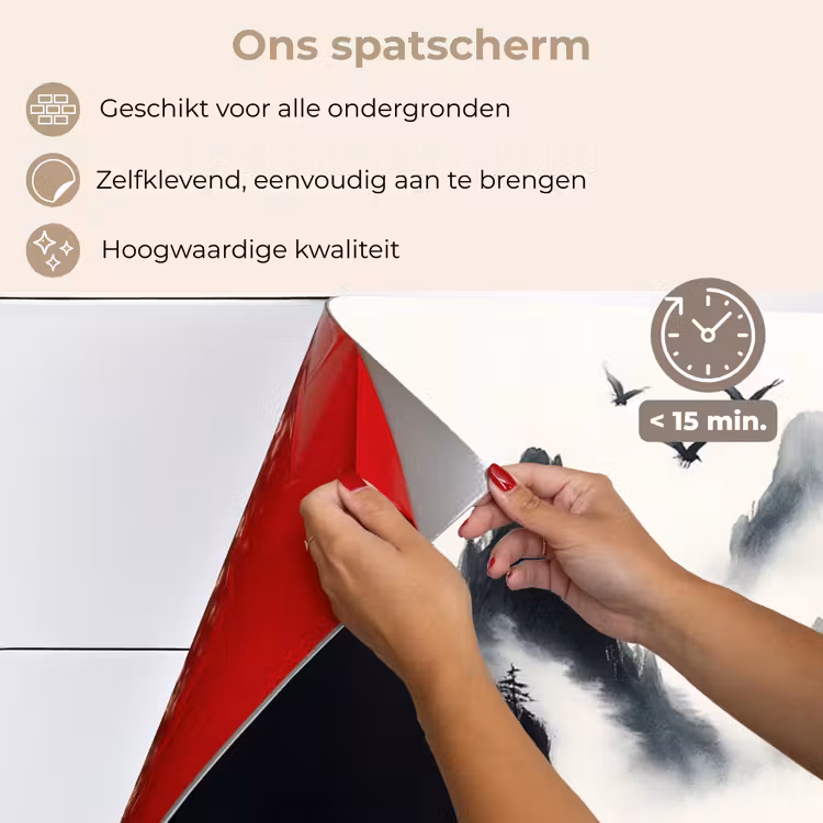 Spatscherm keuken - Roeiboot - Mistig - Bergen - Vogels — 4