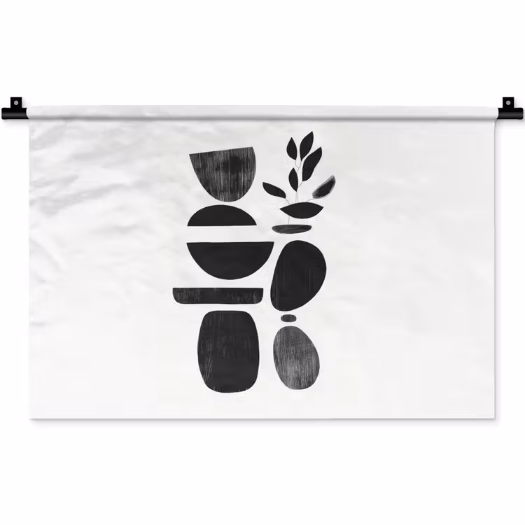 Wandkleed - Japandi - Zwart - Abstract — 1