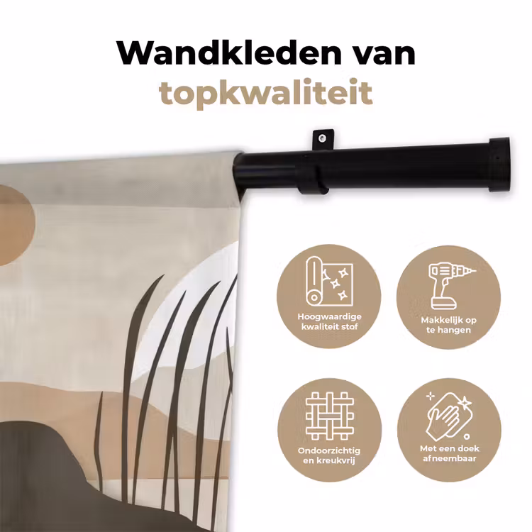 Wandkleed - Japandi - Landschap - Beige — 3