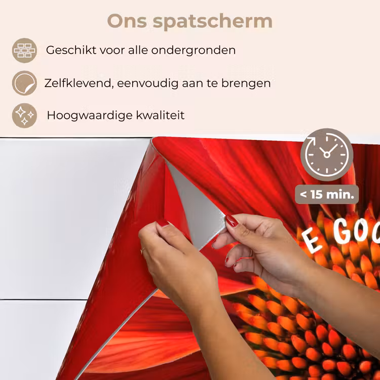 Spatscherm keuken - Close up - Bloem - Quote - Rood — 4